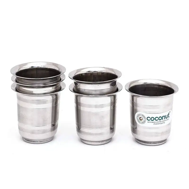 Coconut stainless steel max glass::Coffee & tea mini glass -75 ml set of 6pc
