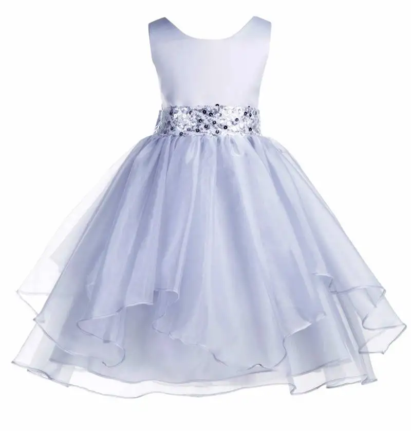 Grey plain polyester kids girl gowns