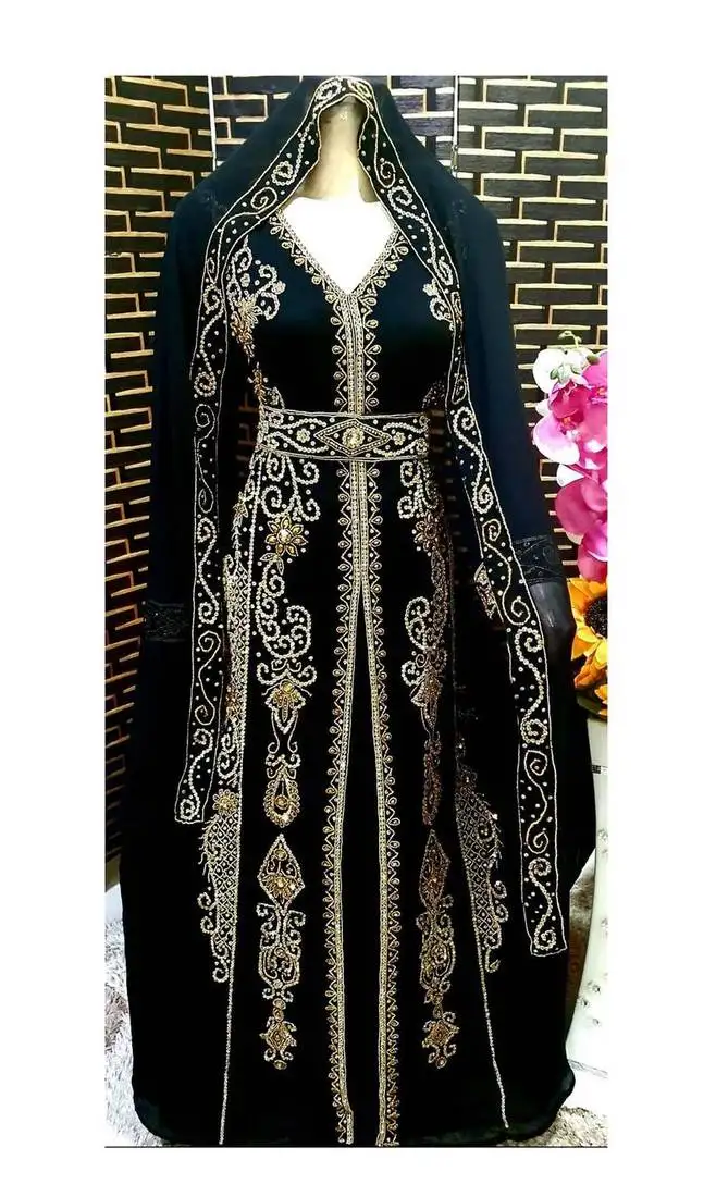 Black islamic wedding kaftan for women