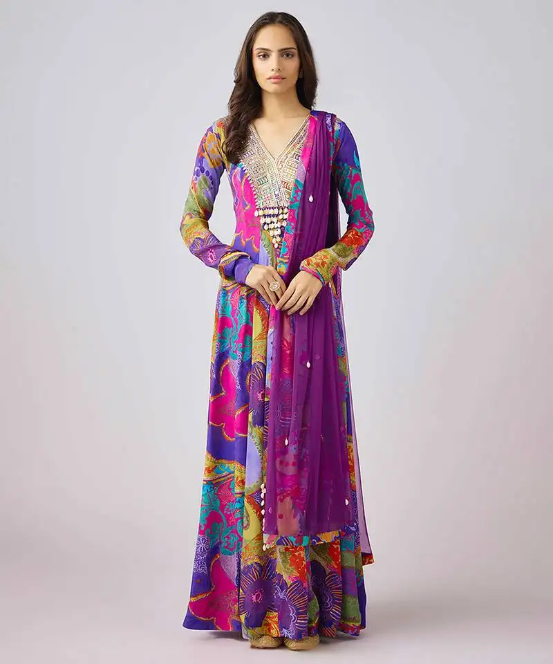 Multicolor printed georgette anarkali