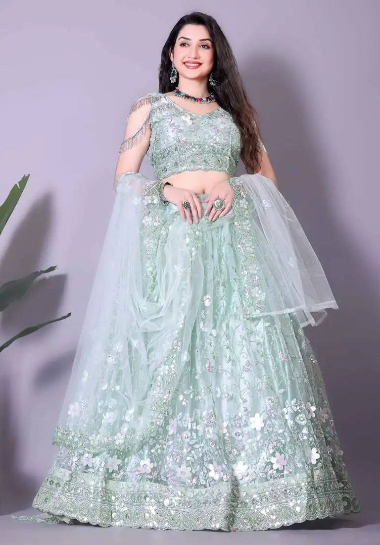 Chic powder blue engagement choli for a perfect fit