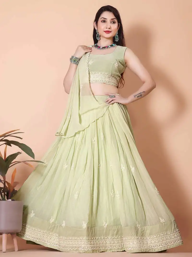 Pista green best women lehenga choli