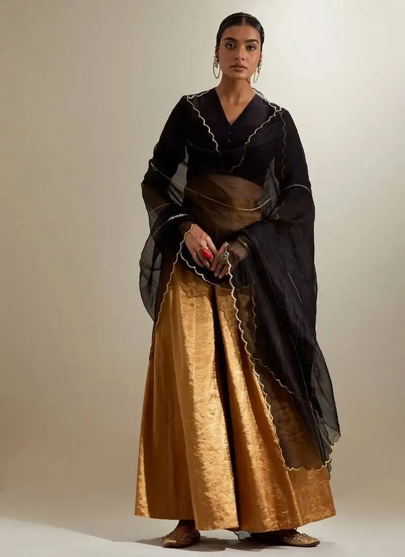 Black plain silk palazzo set