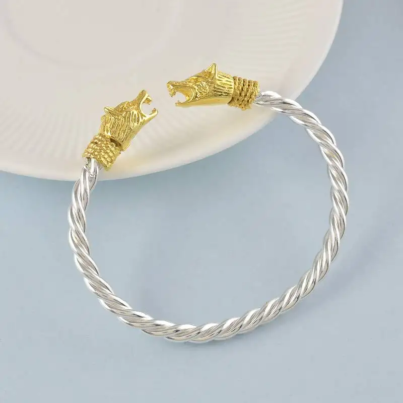Brass silverplated golden head free size fashion kada bangle for men and women