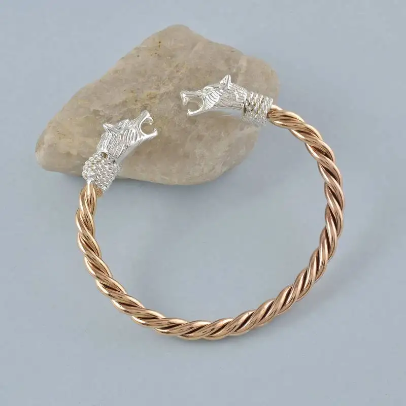 Brass rose gold plated silver head kada bangle bracelet for men and women