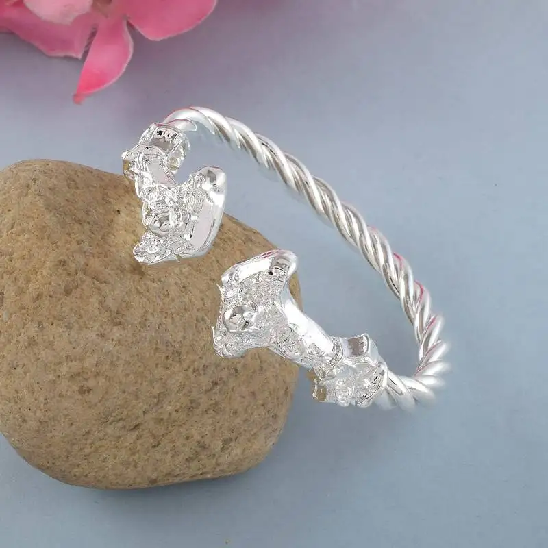 Brass anti tarnish silverplated satan skull head kada for men and women