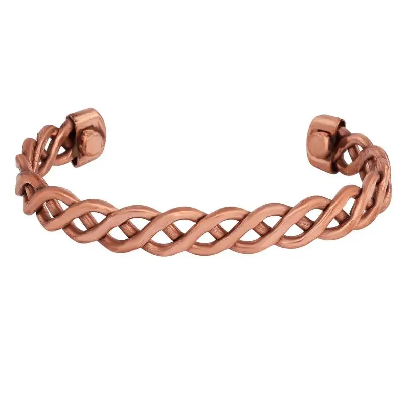 Copper inter cross locking design free size health benificial bangle men women