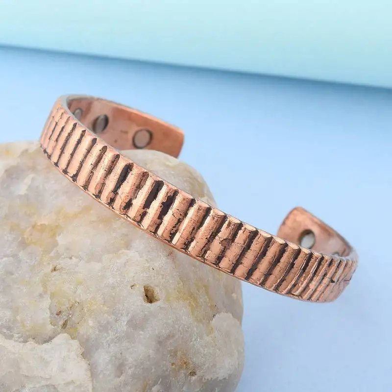 Pure copper magnetic ends free size adjustable health benificial cuff kada men women
