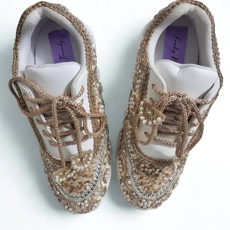 Rose gold solid synthetic sneakers