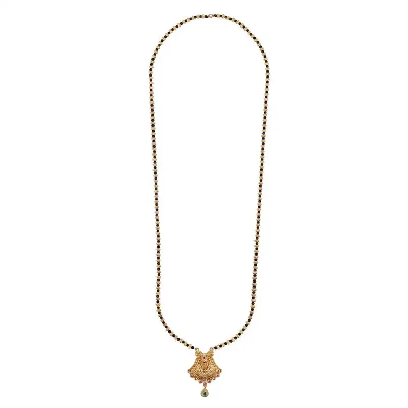 Traditional oval and paisley design gold plated mangalsutra for women