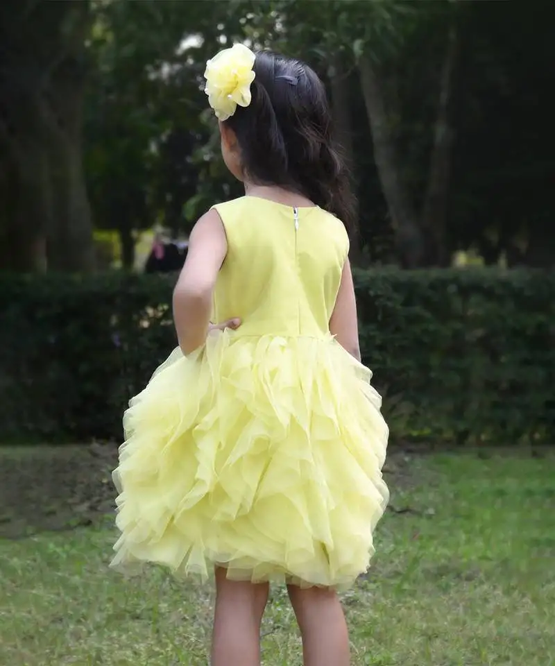 Yellow plain net dress