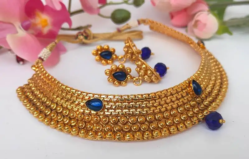 Blue agate necklace set