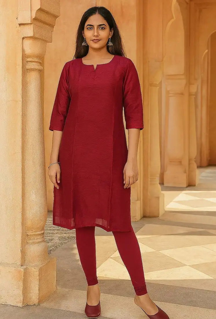 Woven maroon kurta