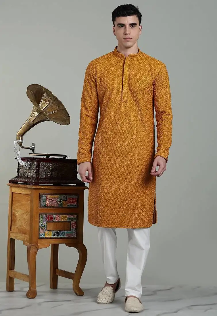 Arruga sylish men's rayon embroidery kurta pyjama