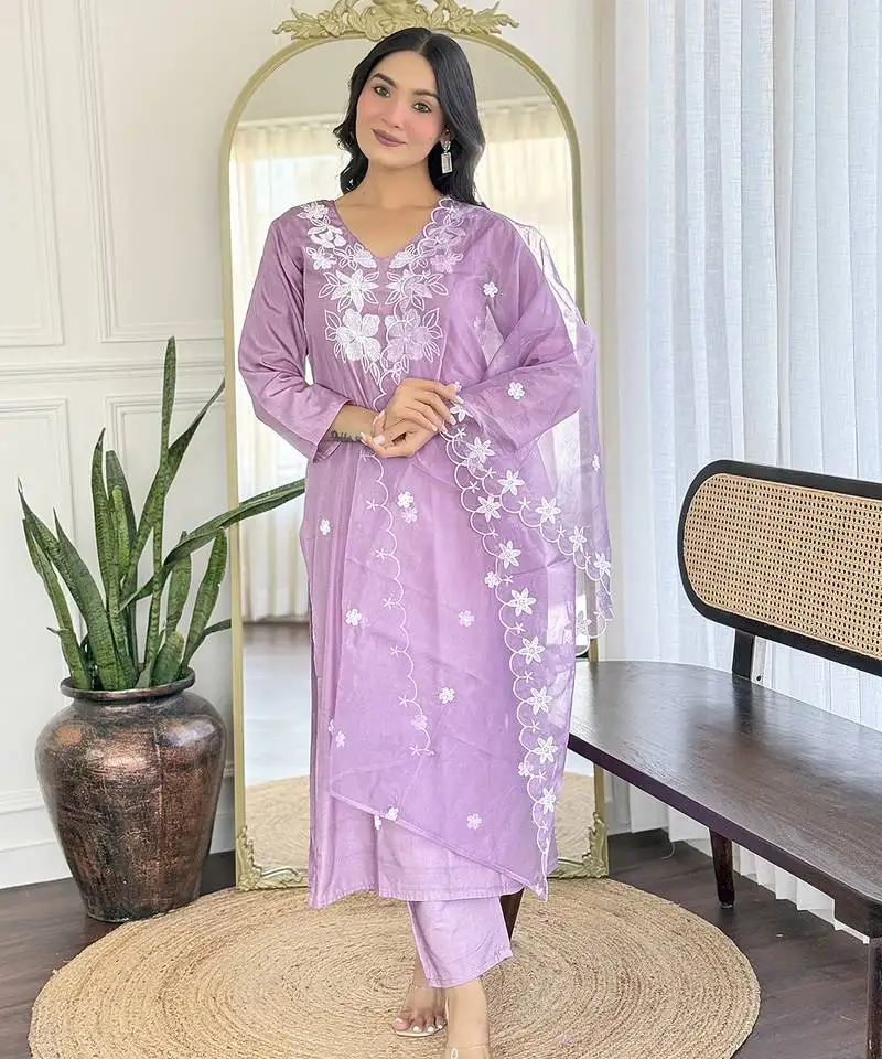 Lavender printed kurta set