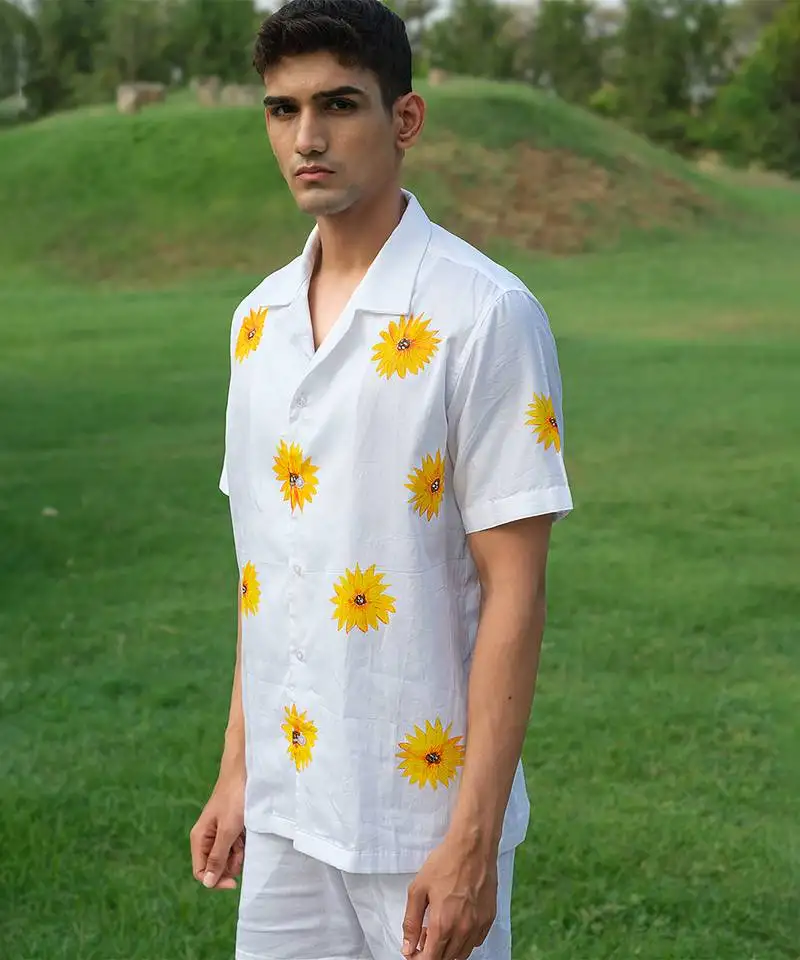 White printed cotton shirt