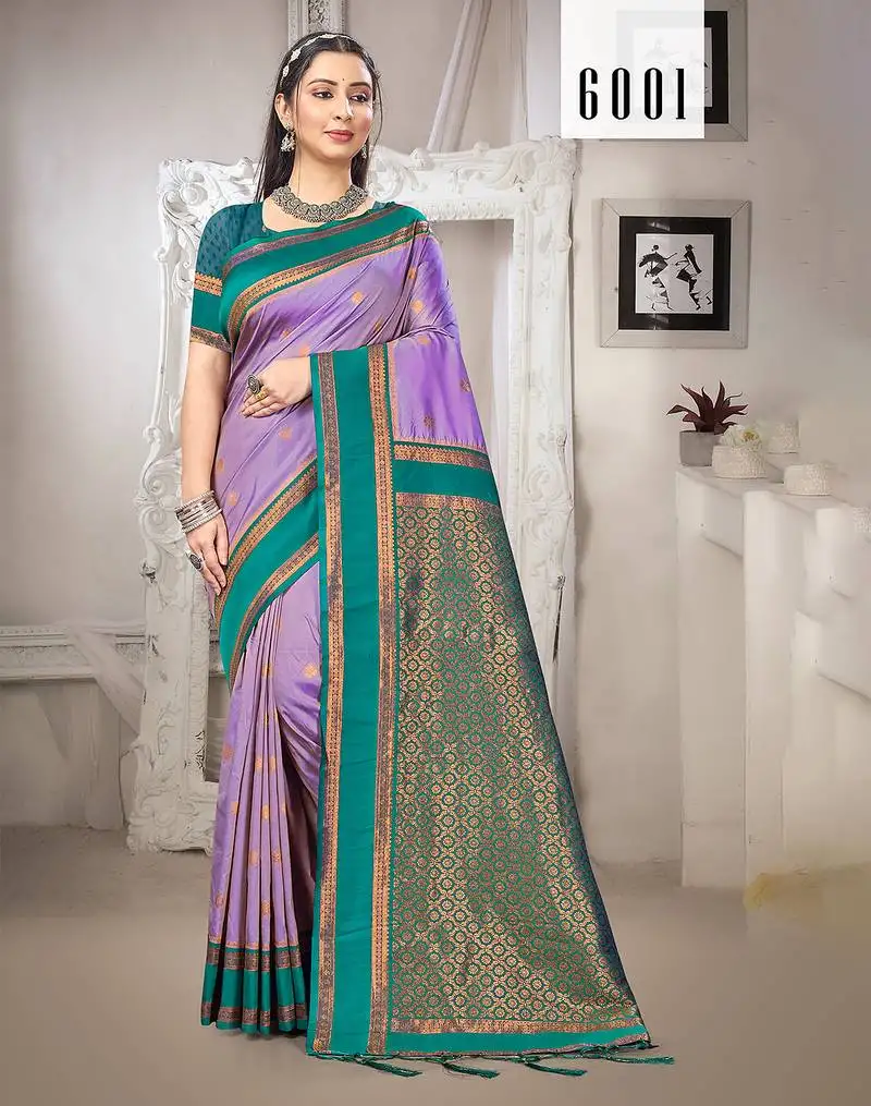 Sangam prints lavender silk woven work traditional saree