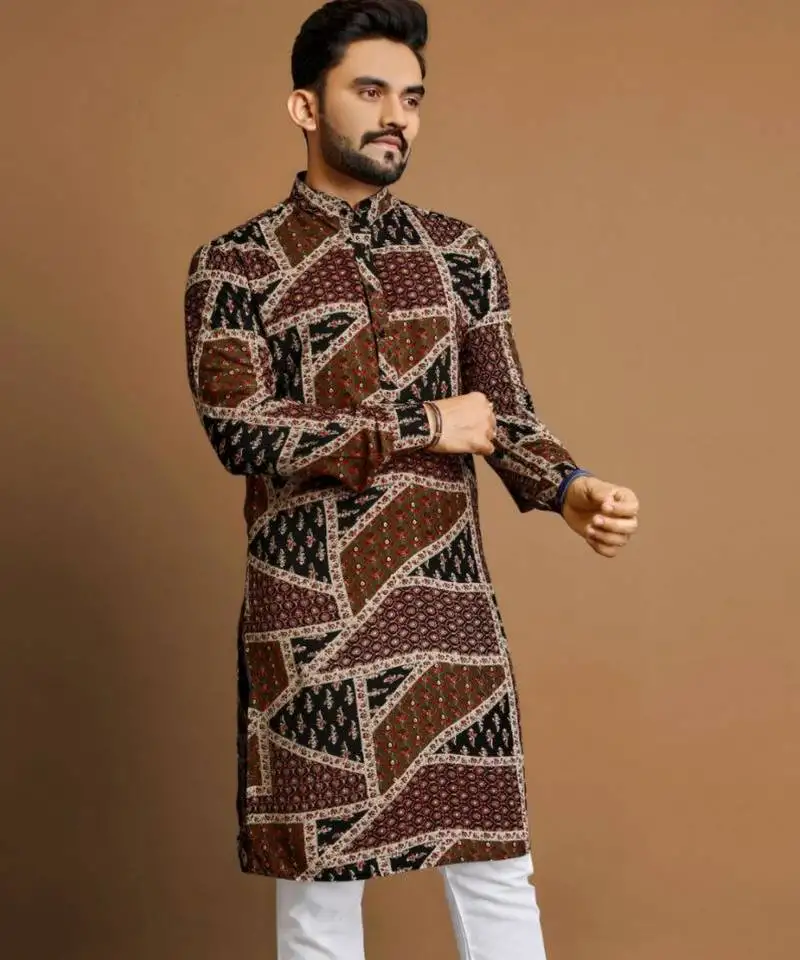 Traditional festive wear motifs men's readymade kurta only