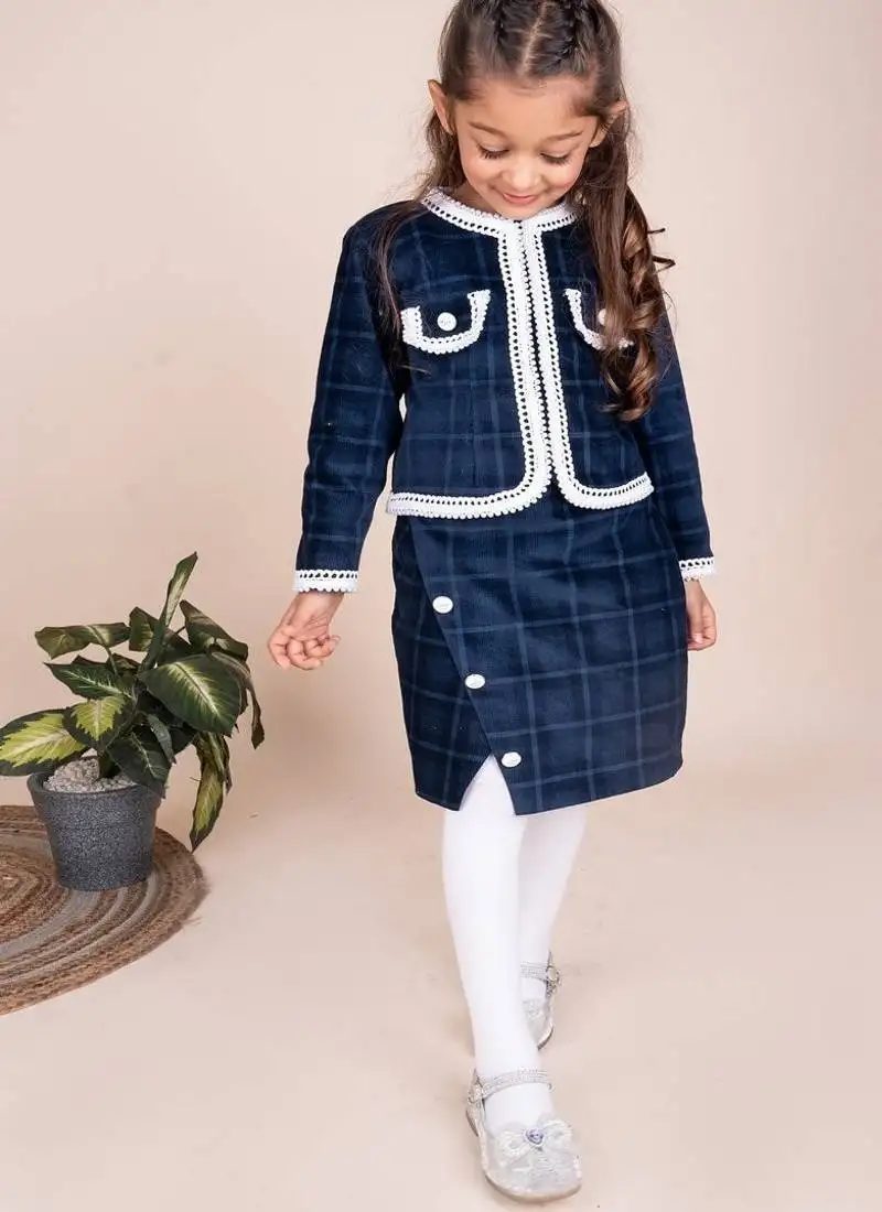 Navy blue plain corduroy co ord set
