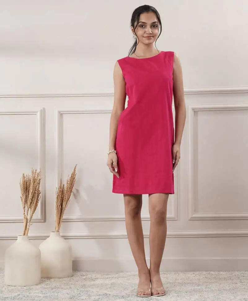 Women fuchsia short dress