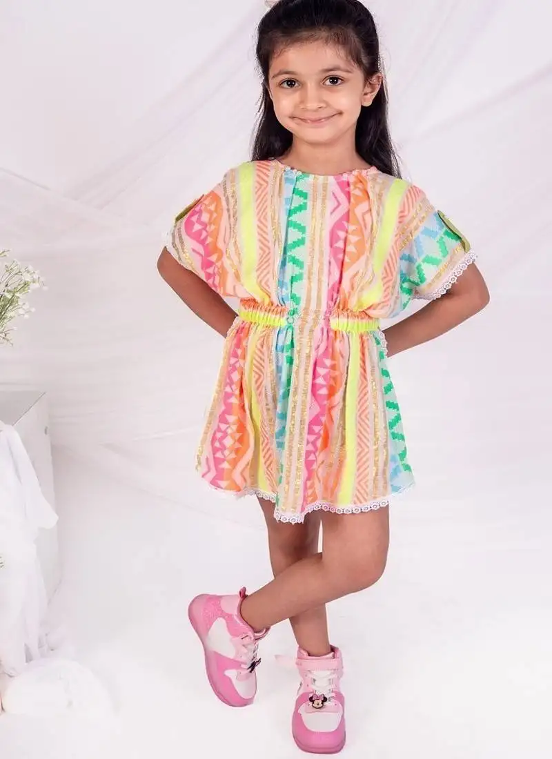 Multicolor embroidered faux polyester dress