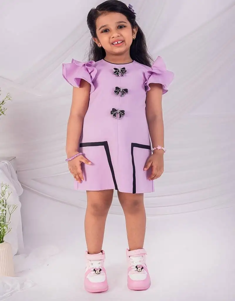 Purple plain crepe dress