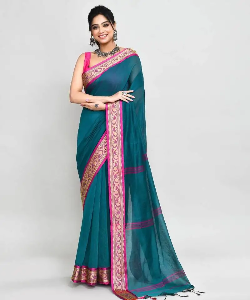 Multicolor cotton saree with running blouse