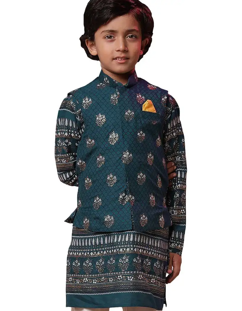Boy's navy blue nehru jacket