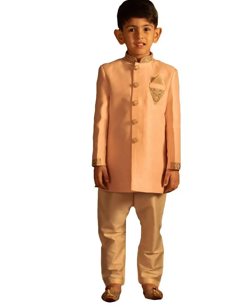 Boy's pink and cream sherwani set