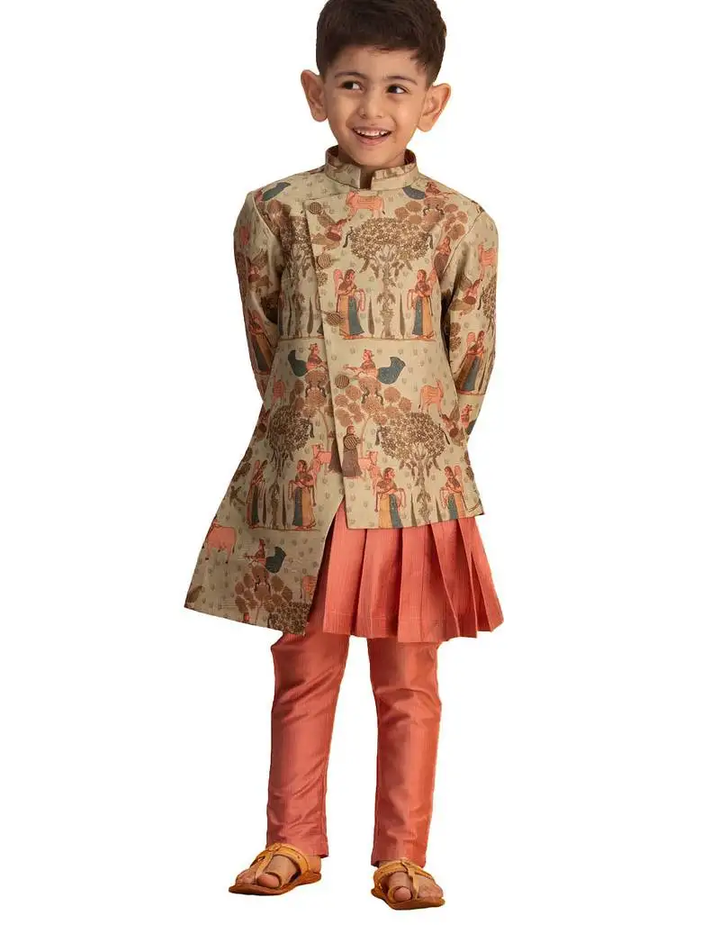 Boy's green and pink ethnic combo set