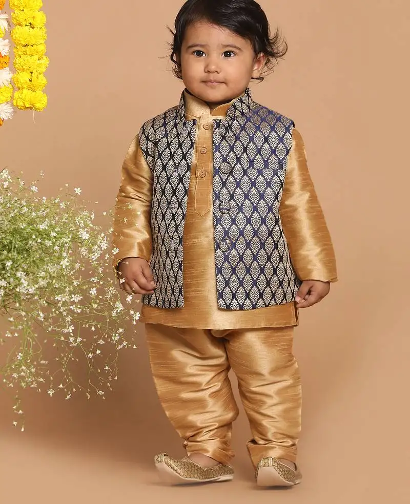 Infant boys silk blend nehru jacket