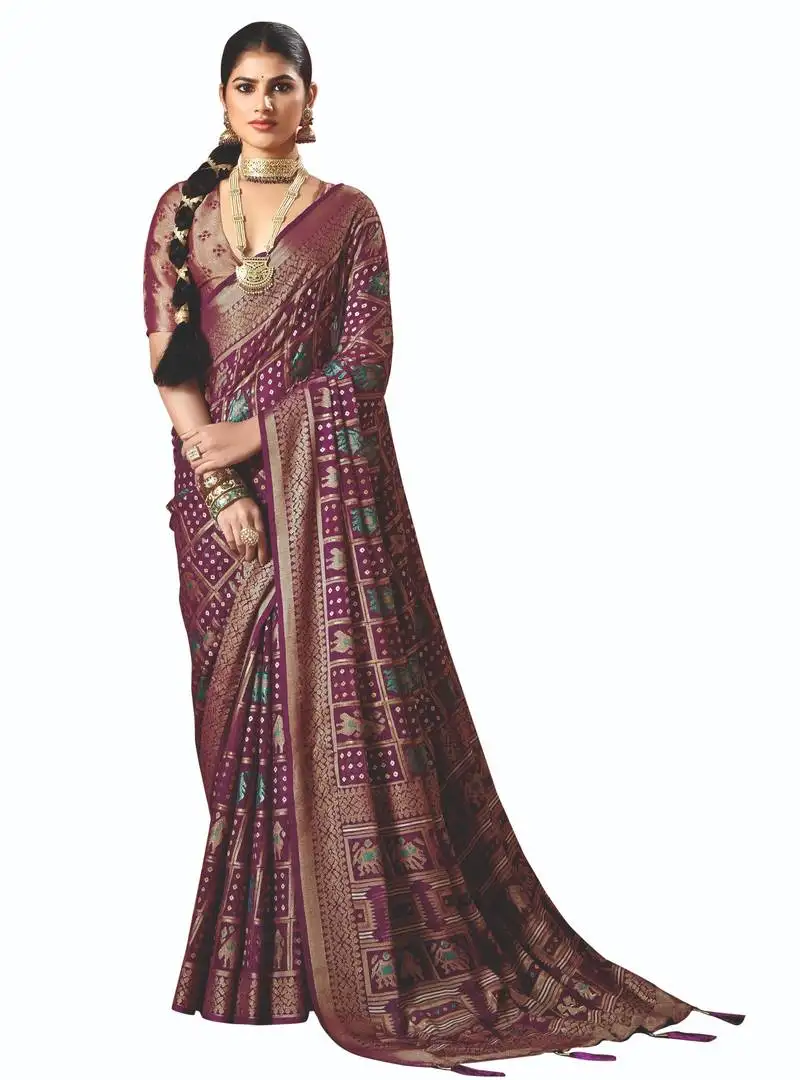 Maroon brasso border work saree