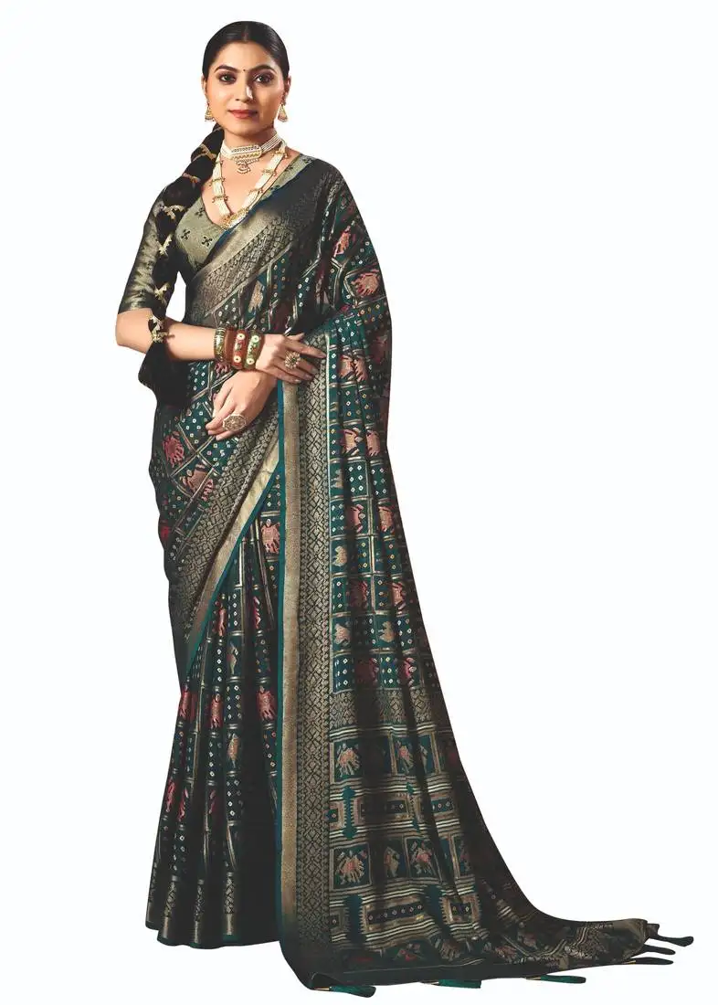 Blue brasso border work saree