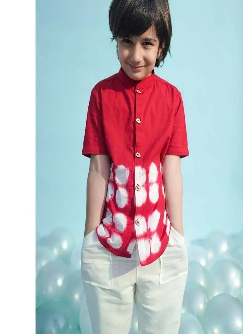 Red plain cotton shirt