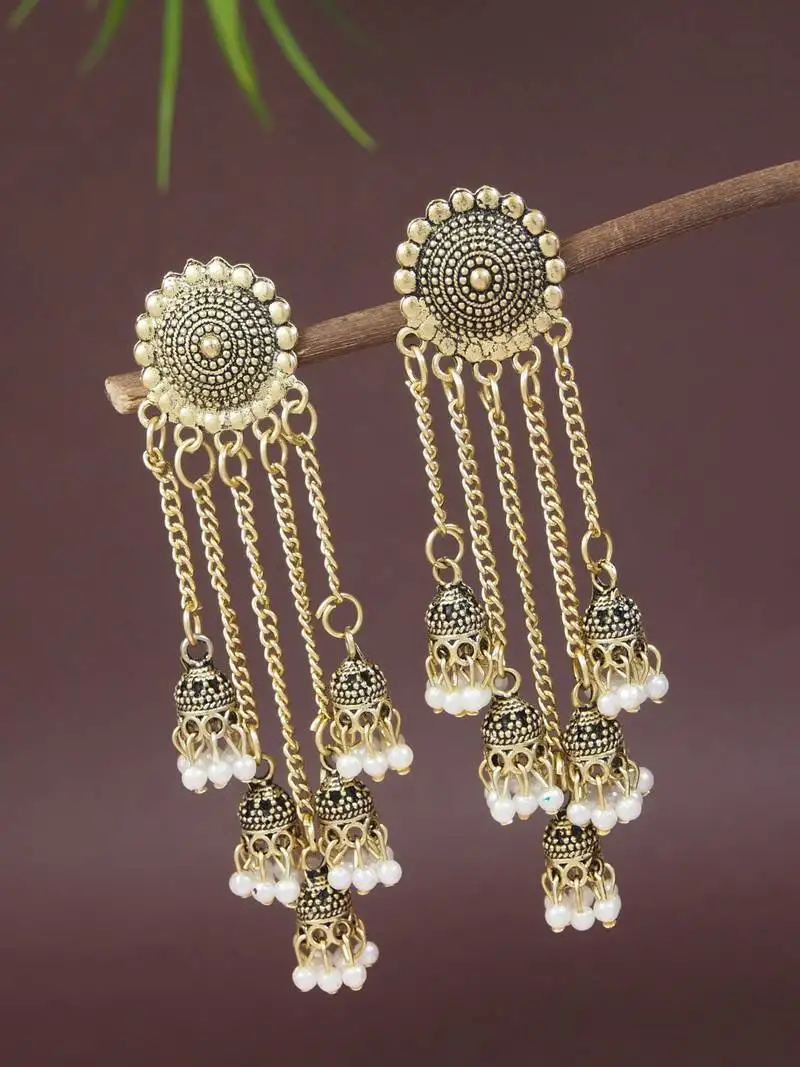 Multi layered dangle jhumka earrings for women