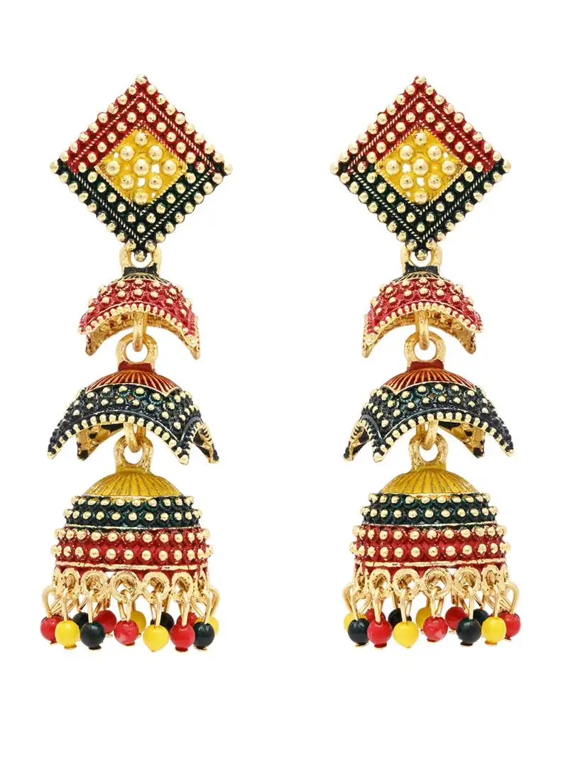 Multicolor meenakari jhumka earrings for women
