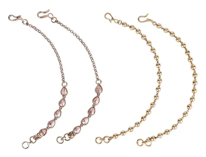 Fascinating golden balls gold plated set of 2 ear-chain combo (kaan chain) for women