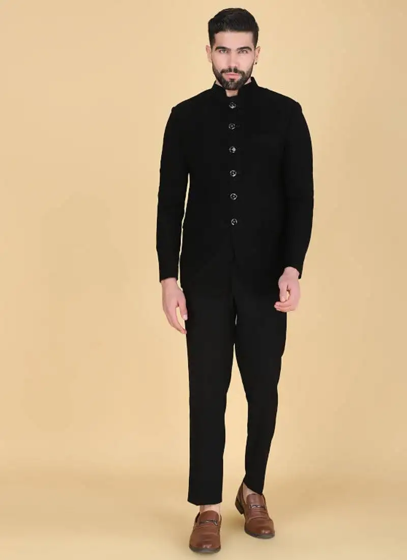 Black bandhgala suit for men