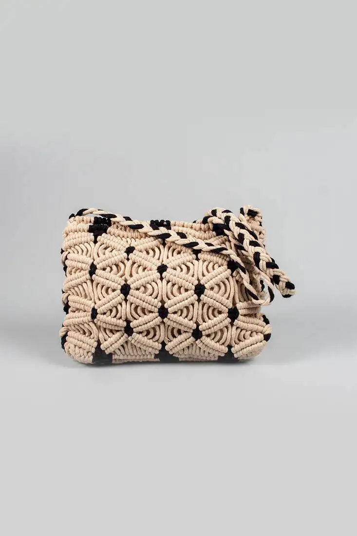 Cosmos black macrame sling bag
