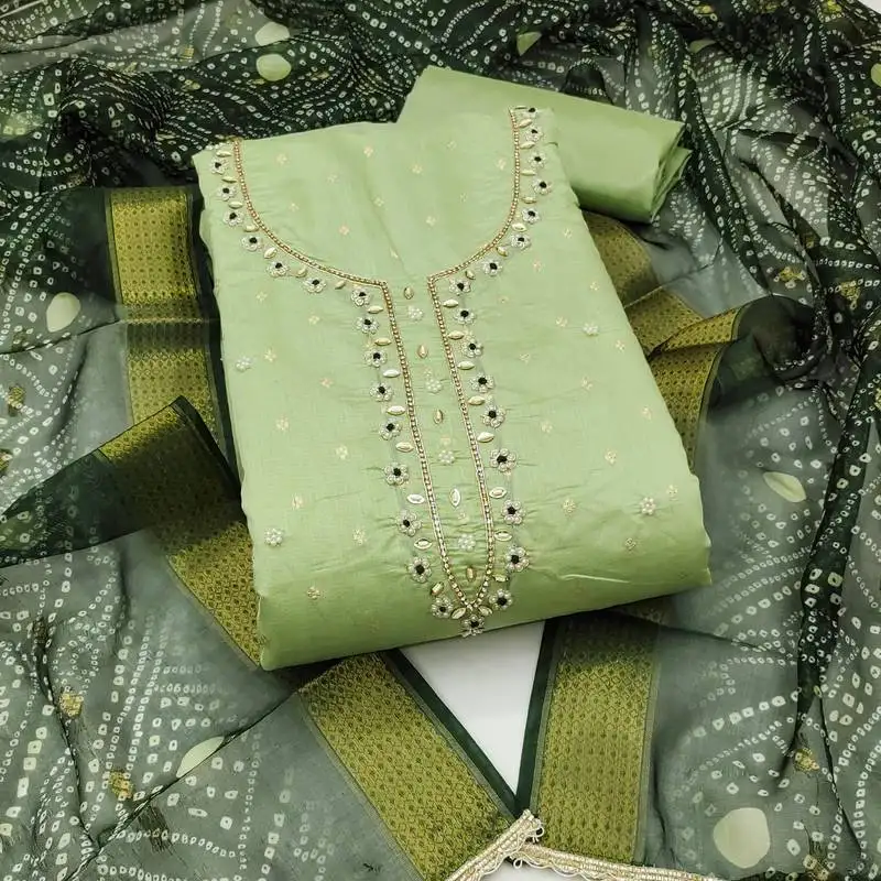 Women's light green unstitched weaving & handwork modal banarasi jacquard dress material (msmfc11610e)