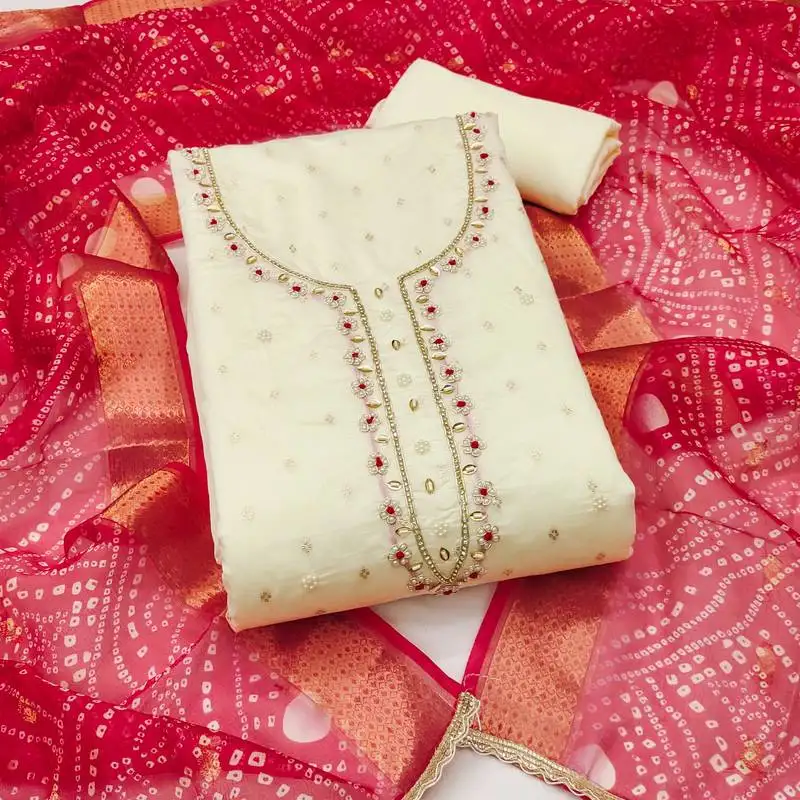 Women's white unstitched weaving & handwork modal banarasi jacquard dress material (msmfc11610d)