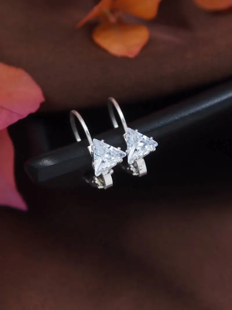 Stylish trillion-cut lever back drop small fancy earrings for women