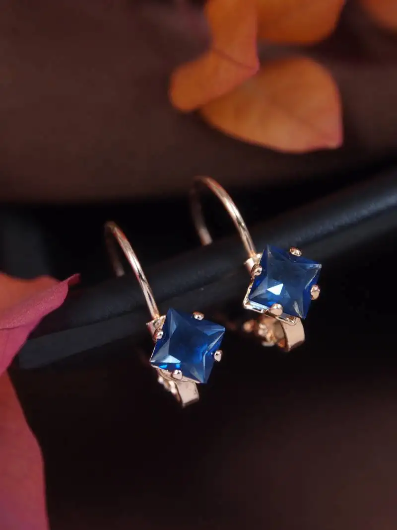 Rose stylish square-cut lever back drop small fancy earrings for women