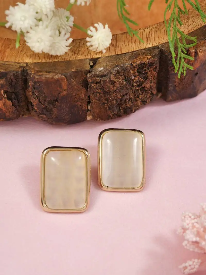 Mother of pearl radiance stud earrings with refined frame