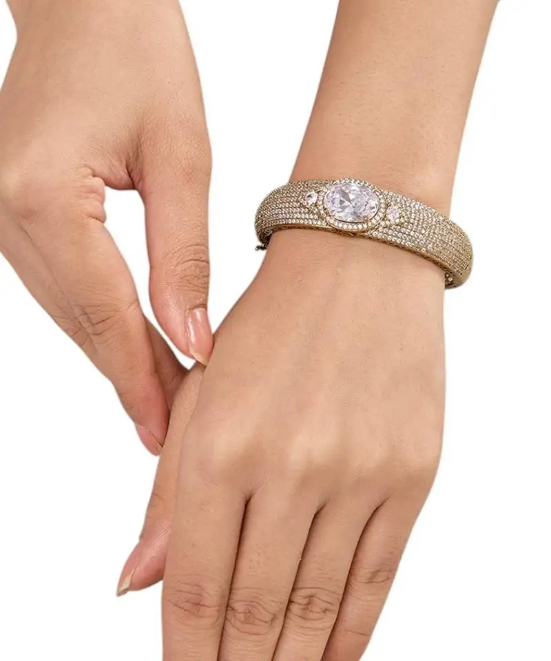 Gold plated kundan bangle