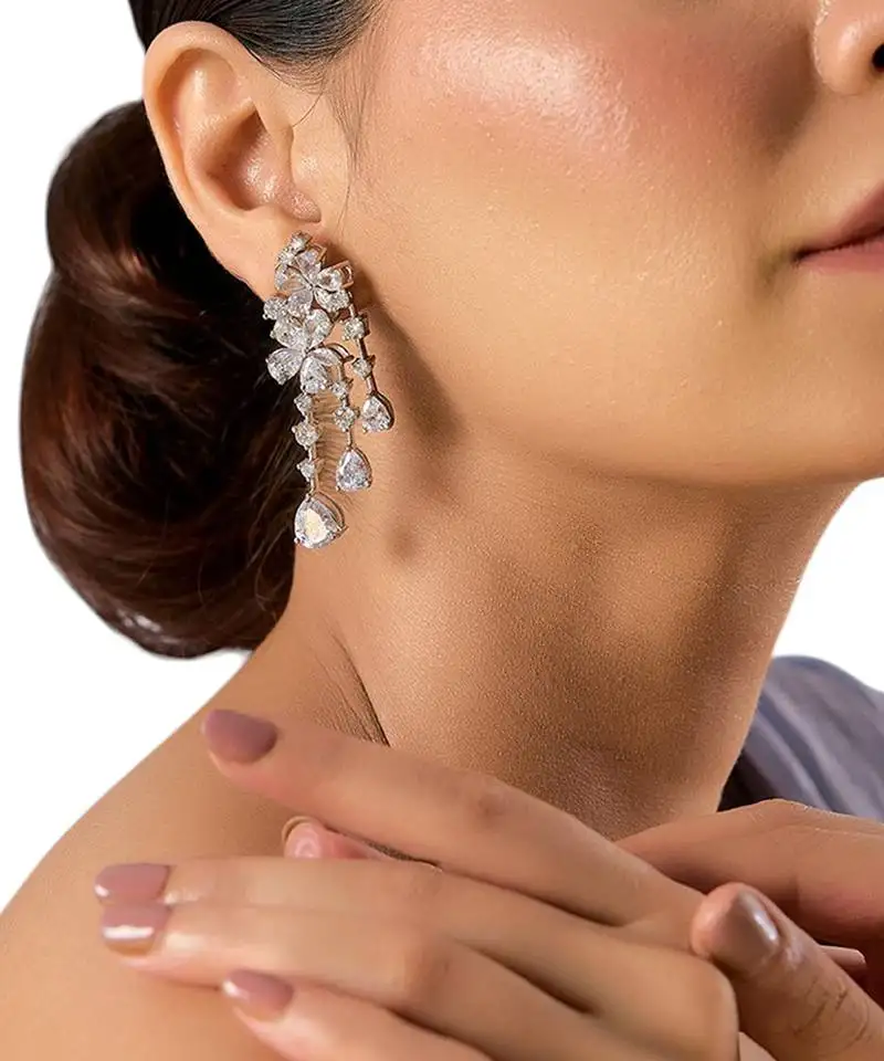 Silver plated drop earrings