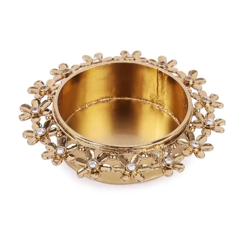 Traditional astonish flower design brass gold plated festival decorative deep :: diya