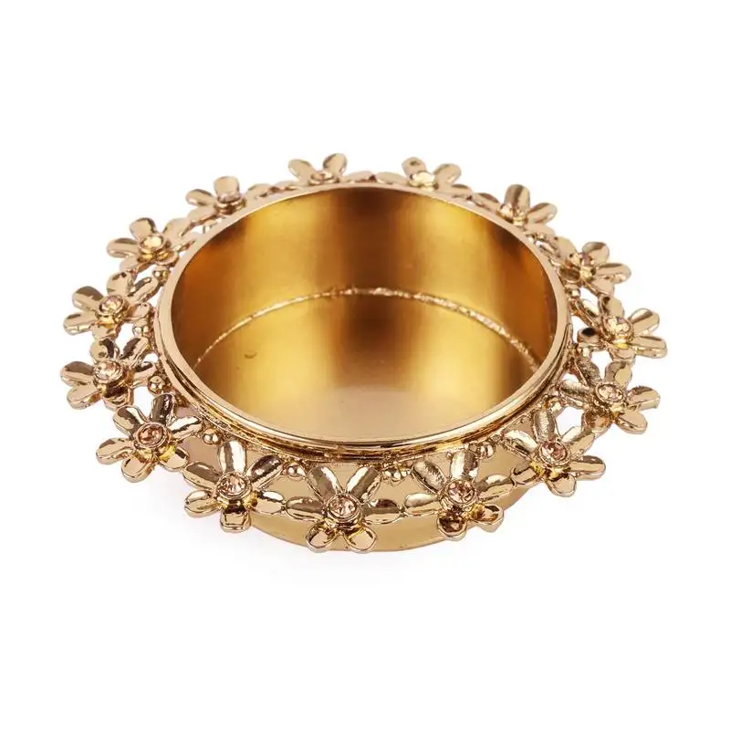 Traditional attractive flower design brass gold plated festival decorative deep :: diya