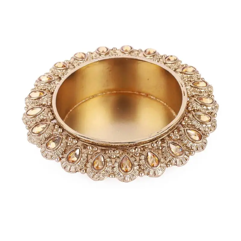 Traditional beautiful round and oval shape brass gold plated festival decorative deep :: diya