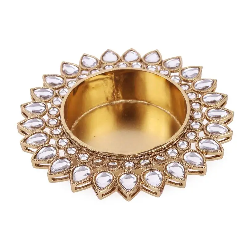 Traditional creative oval and round shape brass gold plated festival decorative deep :: diya